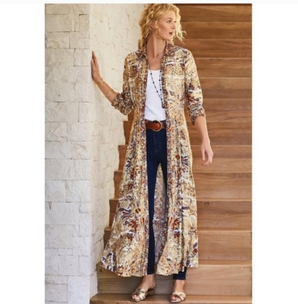 Soft Surroundings button front floral maxi dress